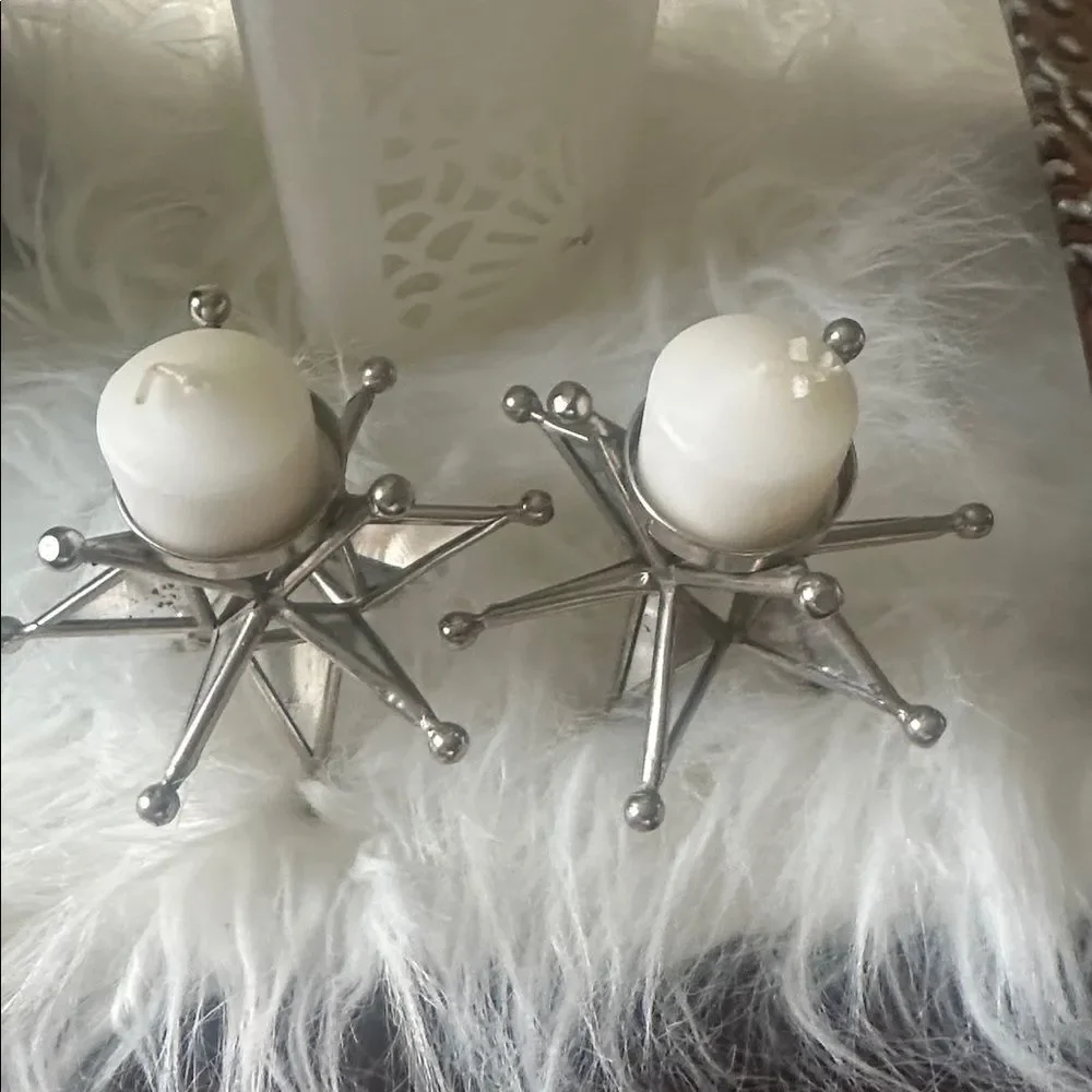 Pier 1 Antiqued Mirrored Glass Candleholders 2